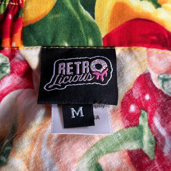 Retrolicious Bell Pepper Print Skater Mini Skirt Colorful Veggie Cotton Medium - Picture 7 of 9